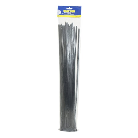 Surtek Cable Tie, 11-13/16 in L, Black, Plastic, 50 lb Strength 114213